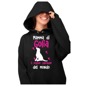 Felpa con cappuccio Donna PERSONALIZZABILE Mamma del miglior Labrador del Mondo PERSONALIZZA COL NOME DEL TUO CANE felpe divertenti donna