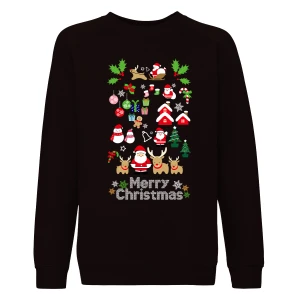 Felpa girocollo Bambino Bambina Natale Natalizia Merry Christmas - simboli natalizi - regalo di natale - felpa divertente - idea regalo nata Unisex