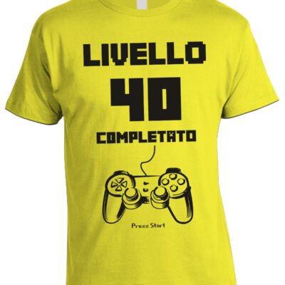 Tshirt Compleanno livello 40 completato - 40 anni - tshirt simpatiche e divertenti - idea regalo