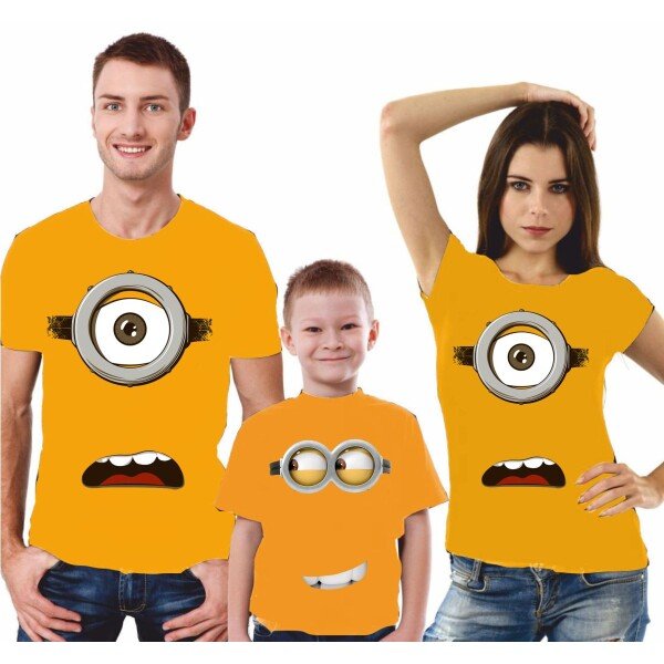 Tris T-Shirt Famiglia madre, padre, figlio Minions - festa del papa' - festa della mamma - magliette divertenti per tutta la famiglia - idea regalo