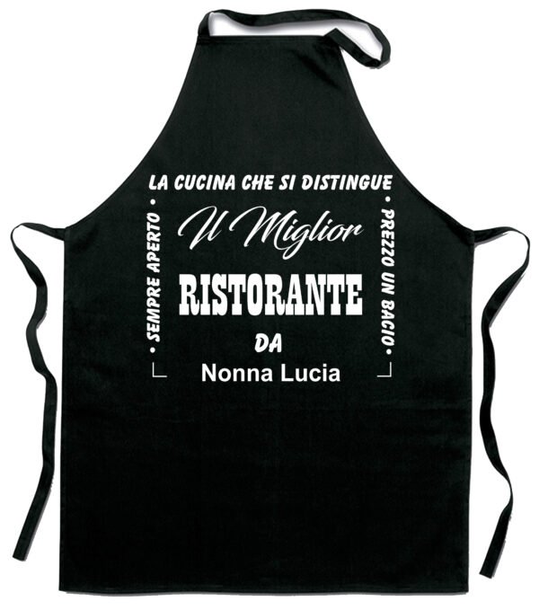 Grembiule da cucina personalizzabile nonna con nome il miglior ristorante da nonna Lucia - immagine 2