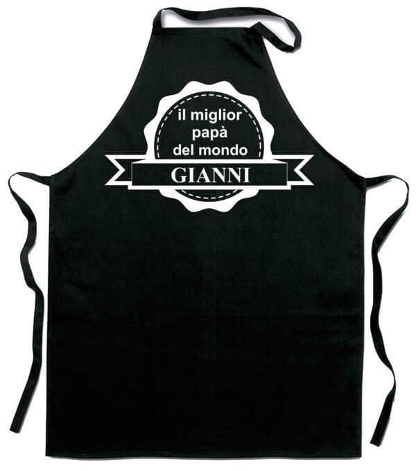 Grembiule da cucina Papà personalizzabile con nome il miglior papà del mondo - idea regalo compleanno - immagine 2