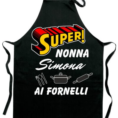 Grembiule da cucina personalizzabile con nome super nonna Simona ai fornelli