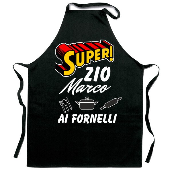 Grembiule da cucina personalizzabile con nome super zio Marco ai fornelli
