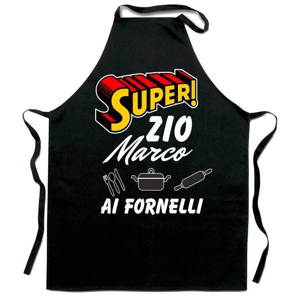 Grembiule da cucina personalizzabile con nome super zio Marco ai fornelli