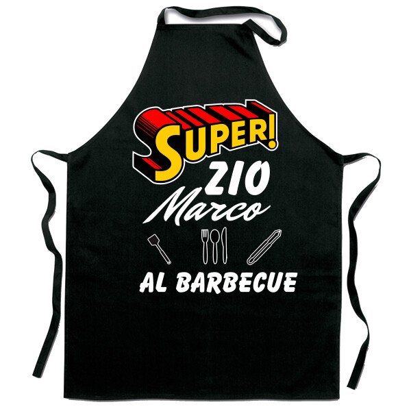 Grembiule da cucina personalizzabile con nome super zio Marco al barbecue - immagine 2