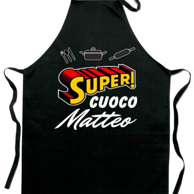 Grembiule da cucina personalizzabile con nome super cuoco Matteo