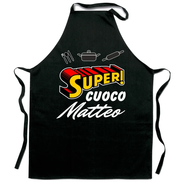 Grembiule da cucina personalizzabile con nome super cuoco Matteo - immagine 2