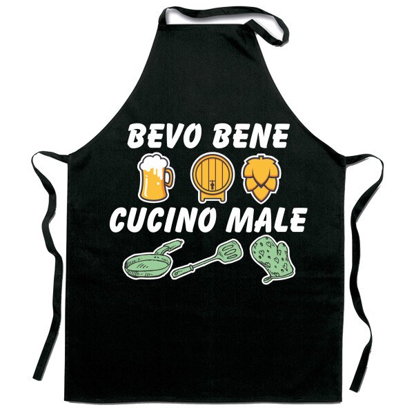 Grembiule da cucina bevo bene cucino male - grembiule simpatico