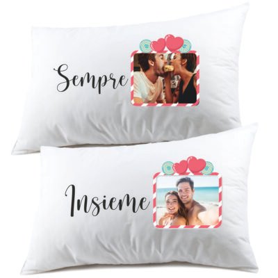 Coppia di federe PERSONALIZZABILI CON FOTO matrimoniali - sempre insieme personalizza foto