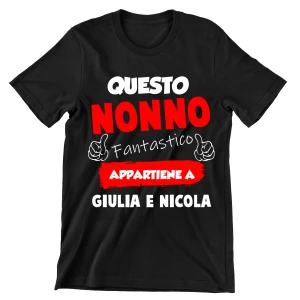 Tshirt Nonno divertente maglietta festa dei nonni PERSONALIZZABILE Questo nonno fantastico appartiene a (nomi dei nipoti) - idea regalo nonno