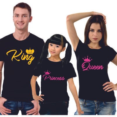 Set t-shirt coordinate famiglia 3 pezzi king queen princess
