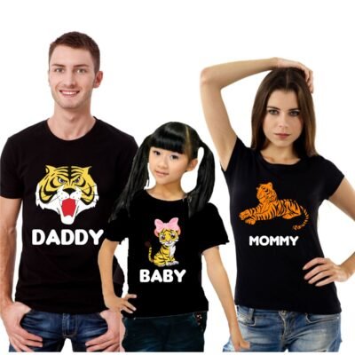 Tris T-Shirt Famiglia madre, padre, figlia Uomo Tigre, Mamma Tigre, Baby Tigre  - festa del papa' - festa della mamma - idea regalo