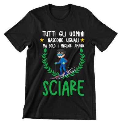 T-shirt divertente uomo amante dello sci