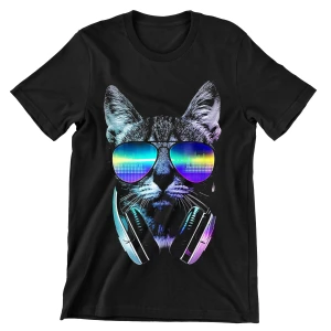 Tshirt gatto donna cat deejay - dj - maglietta divertente donna - cat