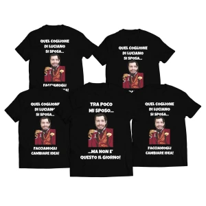 Pacchetto PERSONALIZZABILE Magliette Addio al Celibato T-Shirt Addio al Celibato Tra poco mi sposo - facciamogli cambiare idea Personalizza con foto e nome sposo