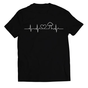 T-Shirt Funghi Porcini Amante Funghi elettrocardiogramma Regalo Divertente Maglietta