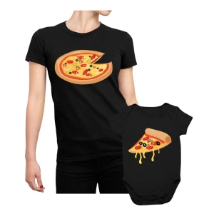 Coppia t-shirt e body neonato Festa della Mamma Maglietta Mamma Figlio Pizza - Idea Regalo Mamma