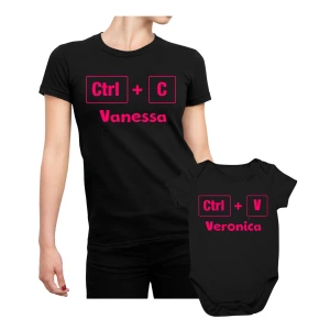 Coppia t-shirt e body neonato Festa della Mamma PERSONALIZZABILE Maglietta Mamma Figlia Ctrl + C Ctrl + V - Idea Regalo Mamma