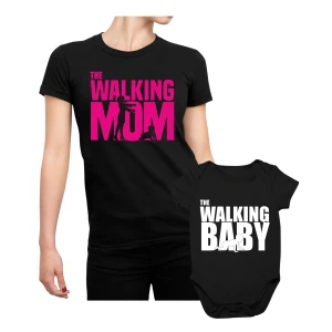 Coppia t-shirt e body neonato Festa della Mamma Maglietta Mamma Figlio The Walking Mom The Walking Baby - Idea Regalo Mamma