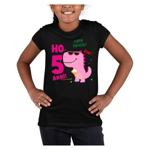 T-Shirt Maglietta Compleanno Bambina 5 anni Ho 5 anni Dinosauro Buon Compleanno Regalo Compleanno