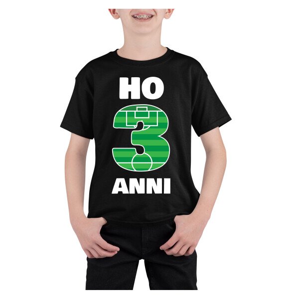 T-Shirt Maglietta Compleanno Bambino 3 anni Ho 3 anni Calcio Buon Compleanno Regalo Compleanno