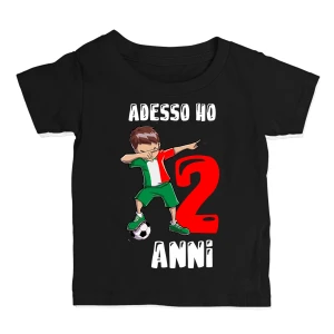 T-Shirt Maglietta Compleanno Bambino 2 anni Ho 2 anni calciatore DAB Buon Compleanno Regalo Compleanno