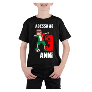 T-Shirt Maglietta Compleanno Bambino 3 anni Ho 3 anni calciatore DAB Buon Compleanno Regalo Compleanno