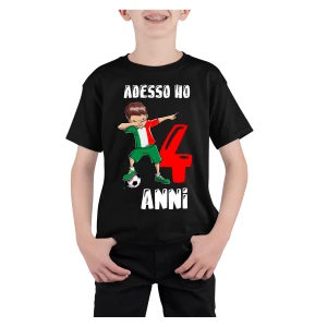 T-Shirt Maglietta Compleanno Bambino 4 anni Ho 4 anni calciatore DAB Buon Compleanno Regalo Compleanno