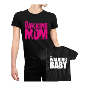 Coppia t-Shirt Festa della Mamma Maglietta Mamma Figlio The Walking Mom The Walking Baby - Idea Regalo Mamma