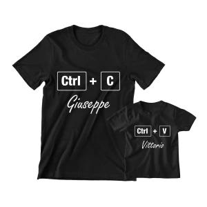 Coppia t-shirt magliette padre figlio Regalo Festa del papà Personalizzabile idea regalo papà Neonato Divertenti Ctrl + C Ctrl + V