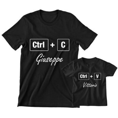 Set t-shirt e body coordinato personalizzabile con nomi papà e figlio Ctrl C Ctrl V