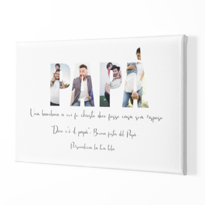 Tela Pittorica Papà Quadro Canvas 50x70 cm Personalizzabile con foto e frase Papà festa del papà compleanno idea regalo per qualsiasi occasione
