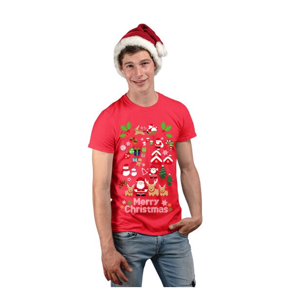 Tshirt Natale Natalizia Merry Christmas - simboli natalizi - regalo di natale - maglietta divertente - idea regalo nata