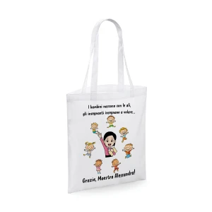 Shopping Bag Maestra Personalizabile i bambini nascono con le ali, gli insegnanti insegnano a volare Regalo Maestra fine anno