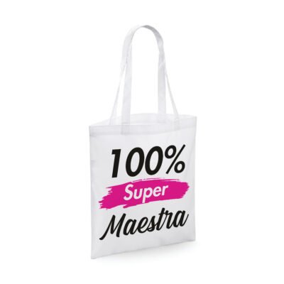 Shopping Bag in cotone Maestra 100% Super Maestra - idea regalo fine anno scolatisco