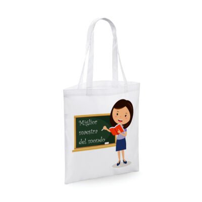 Shopping bag Maestra - miglior maestra del mondo - humor - idea regalo - dimensioni 40x40 cm