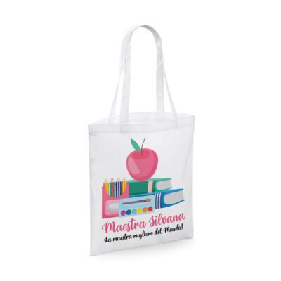 Shopping Bag Maestra Personalizzabile La maestra migliore del mondo Regalo Maestra fine anno