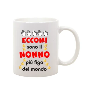 Tazza Mug in ceramica Nonno divertente gadget festa dei nonni Eccomi sono il nonno più figo del mondo - idea regalo nonno