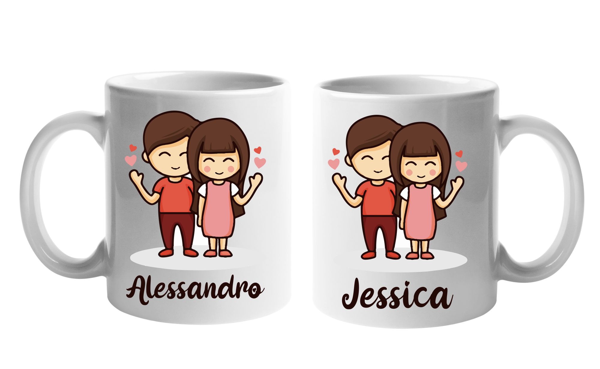 Coppia Tazze Sanvalentino Personalizzabile Fumetto Palloncini Personalizza  con Nome Amore Innamorati Fidanzati Regalo Lui e Lei Mug 11 Oz - ColorFamily