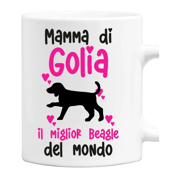 Tazza Beagle Cane Personalizzabile con Nome da Donna