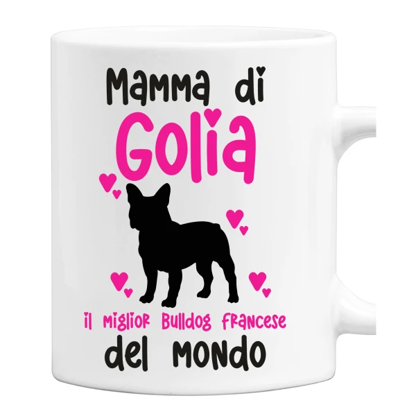 Tazza Bulldog Francese Cane Personalizzabile con Nome da Donna