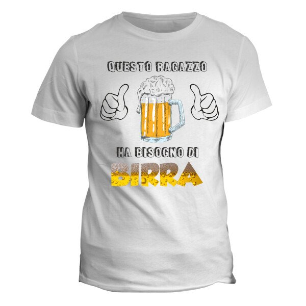 Tshirt birra divertente questo ragazzo ha bisogno di birra - maglietta divertente uomo donna - idea regalo originale