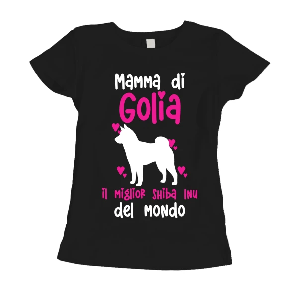 Maglietta Donna PERSONALIZZABILE Mamma del miglior Shiba Inu del Mondo PERSONALIZZA COL NOME DEL TUO CANE T-Shirt divertenti donna