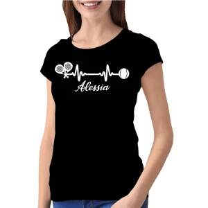 Tshirt T-Shirt donna Personalizzabile divertente Padel maglietta Personalizzata Padel elettrocardiogramma egc (inserisci nome)