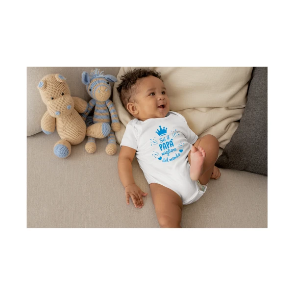 Body da neonato Maschietto Sei il papà migliore del mondo - body simpatico e divertente - idea regalo - immagine 2