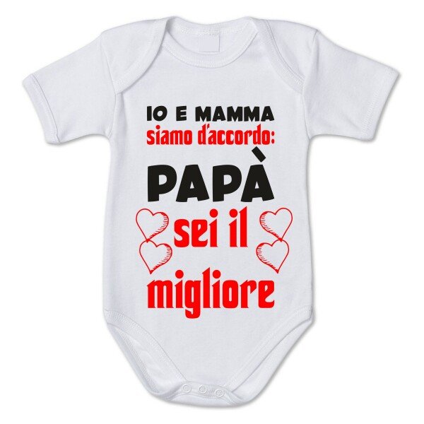 Body neonato divertente Io e mamma siamo d'accordo: papà sei il migliore - Idea regalo festa del papà