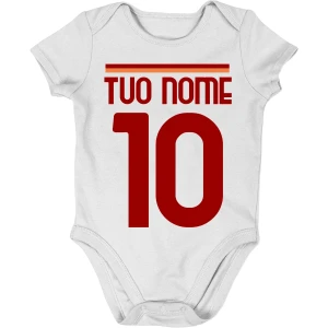 Body neonato divertente tifoso giallorosso PERSONALIZZABILE CON NOME E NUMERO