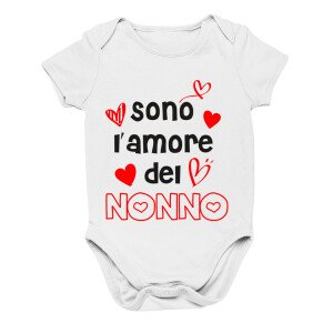 Body Neonato 'Sono L'amore Dei Nonni' – 100% Cotone Morbido – Manica Corta E Bottoni A Scatto – Stampato In Italia – Idea Regalo Per Nonni