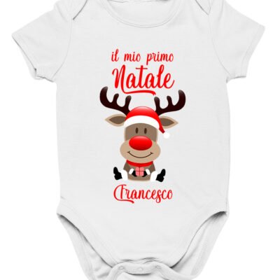 Body da neonato Natale PERSONALIZZA CON NOME il mio primo natale - renna - body divertente natalizio